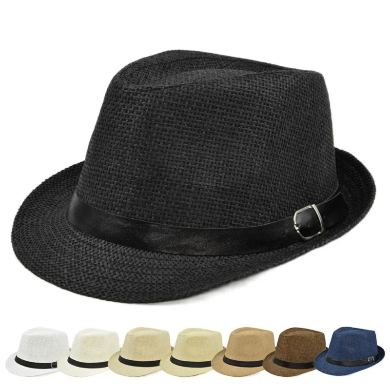 Cowboy Hat Straw - Modische, schlichte Strand-Sonnenmütze, Sommer-Strohhut mit breiter