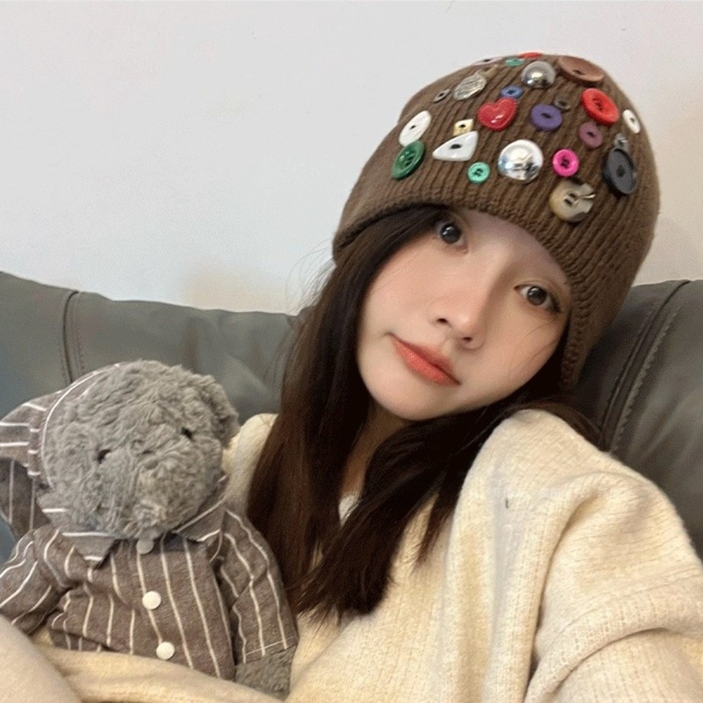 Bunte Knopfmütze, Unregelmäßig – Beanie Cuffed Knit Bewertung und Preis